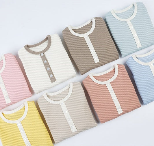 Long-Sleeve Baby Onesie Ribbed Cotton/Modal (긴팔우주복 미들골지 모달스판)