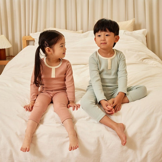 Long-Sleeve Pajamas Ribbed Cotton/Modal (긴팔내의 미들골지 모달스판)