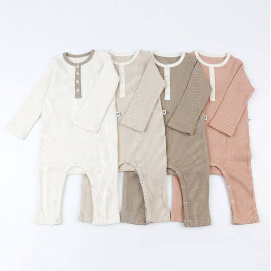 Long-Sleeve Baby Onesie Ribbed Cotton/Modal (긴팔우주복 미들골지 모달스판)