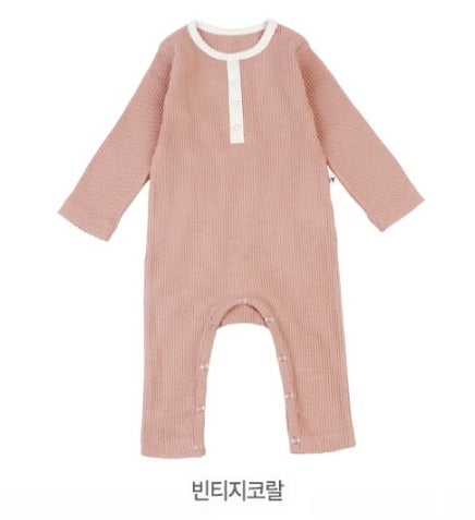 Long-Sleeve Baby Onesie Ribbed Cotton/Modal (긴팔우주복 미들골지 모달스판)