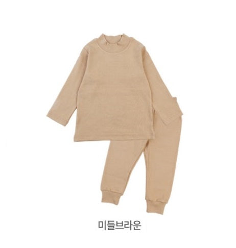 Long-Sleeve Pajamas Long-Neck Cotton/Modal (긴팔내의 골지롱반목 모달스판)