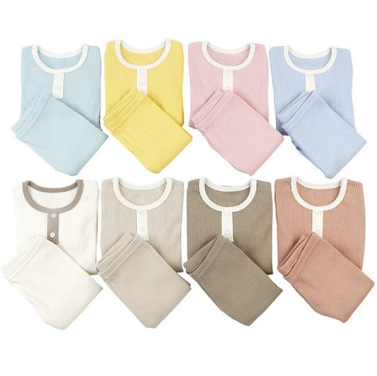 Long-Sleeve Pajamas Ribbed Cotton/Modal  (긴팔내의 미들골지 모달스판)